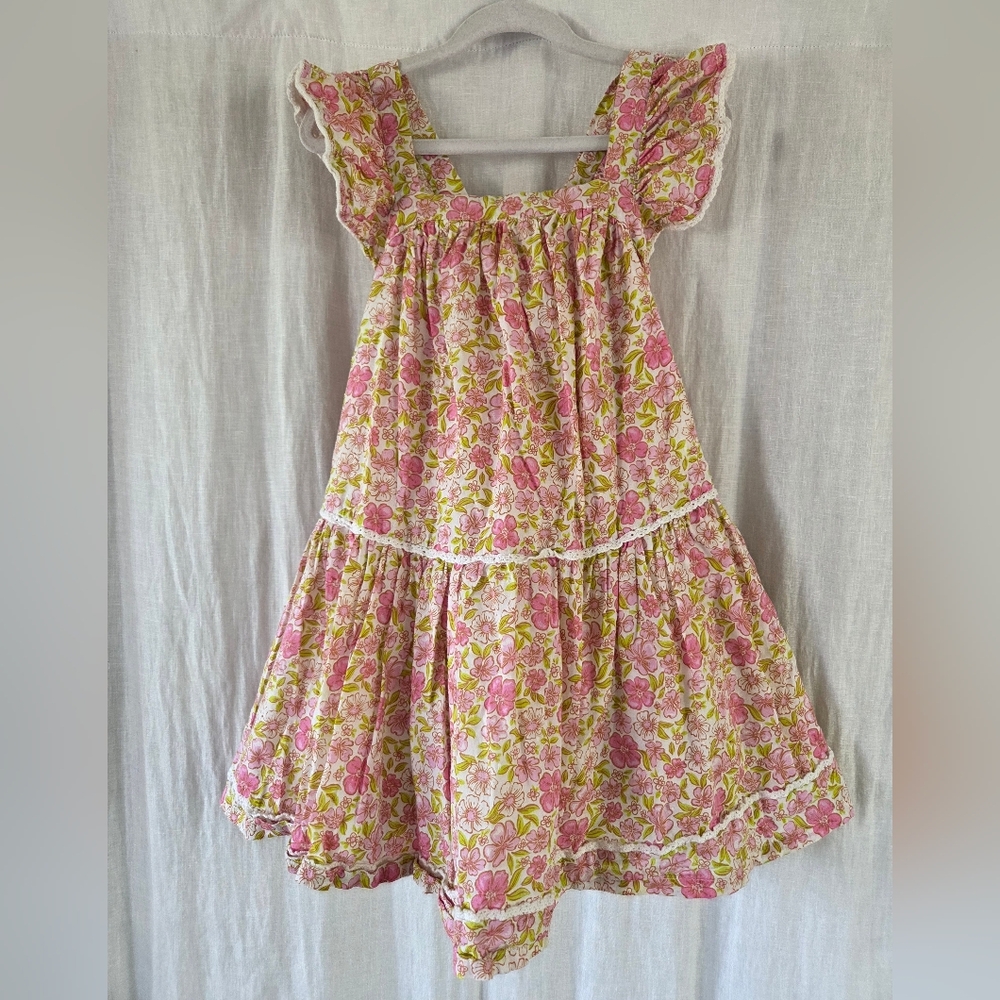 Sigrid Olsen Kids | Pink Floral Dress with Green Accents
